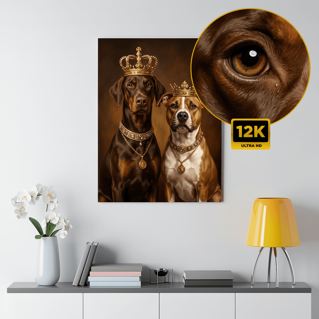 Turn Royal canvas mockup — a premium AI portrait print on museum-quality canvas