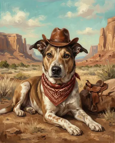 Sample cowboy portrait of a dog