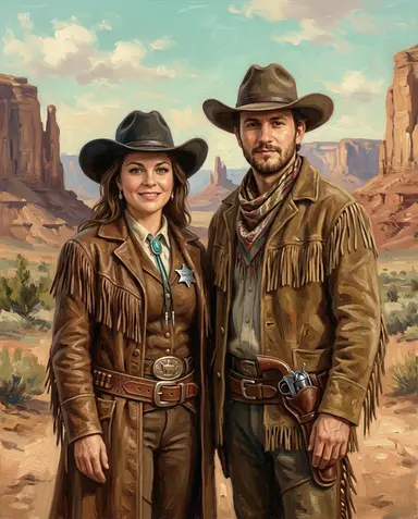 Sample cowboy portrait of a hetero couple