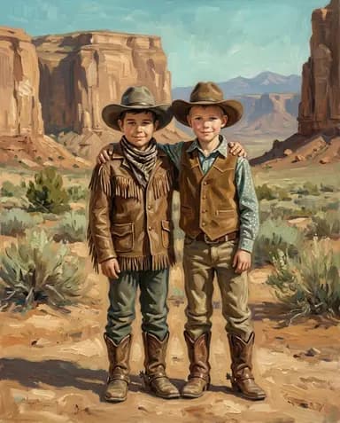 Sample cowboy portrait of two boys