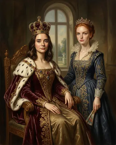 Sample royal portrait of a young pair of female friends